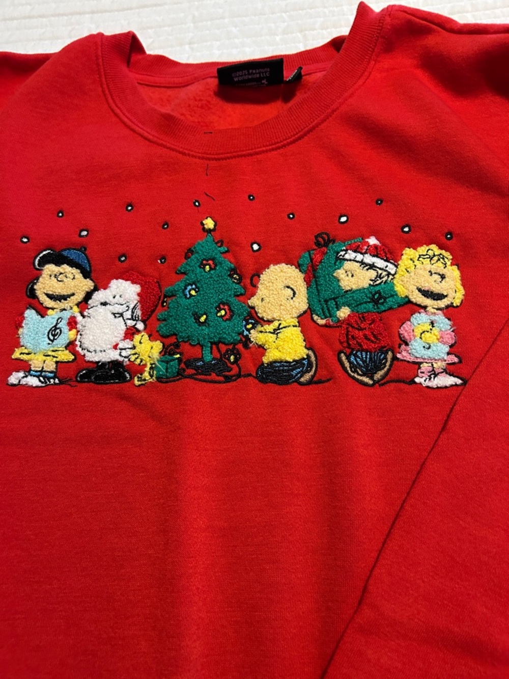 Peanuts Holiday Sweatshirt with Embroidered Characters - Picture 3 of 9